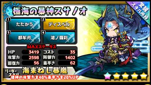 極海の暴神スサノオ 究極覚醒 超絶大ダメージ条件は だけってマジ ゆるドラシルファンのサイトゆるろぐ